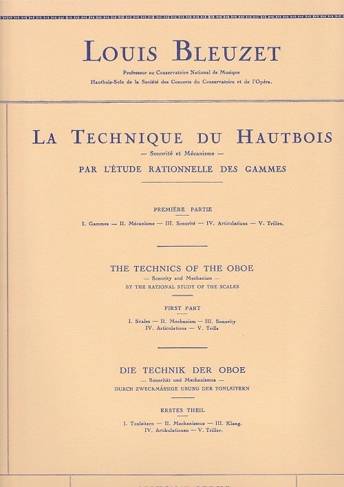Bleuzet-Technics of the Oboe Bk 1 Bleuzet-Technics of the Oboe Bk 1