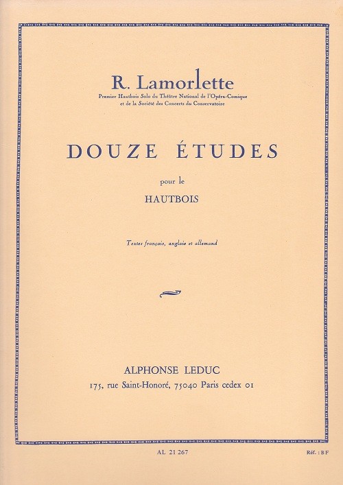 Lamorlette-12 Etudes for the Ob.* Lamorlette-12 Etudes for the Ob.*