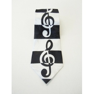 Neck Tie-G Clef - Black & White