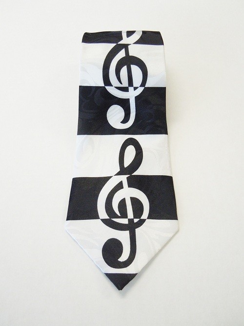 Neck Tie-G Clef - Black & White Neck Tie-G Clef - Black & White